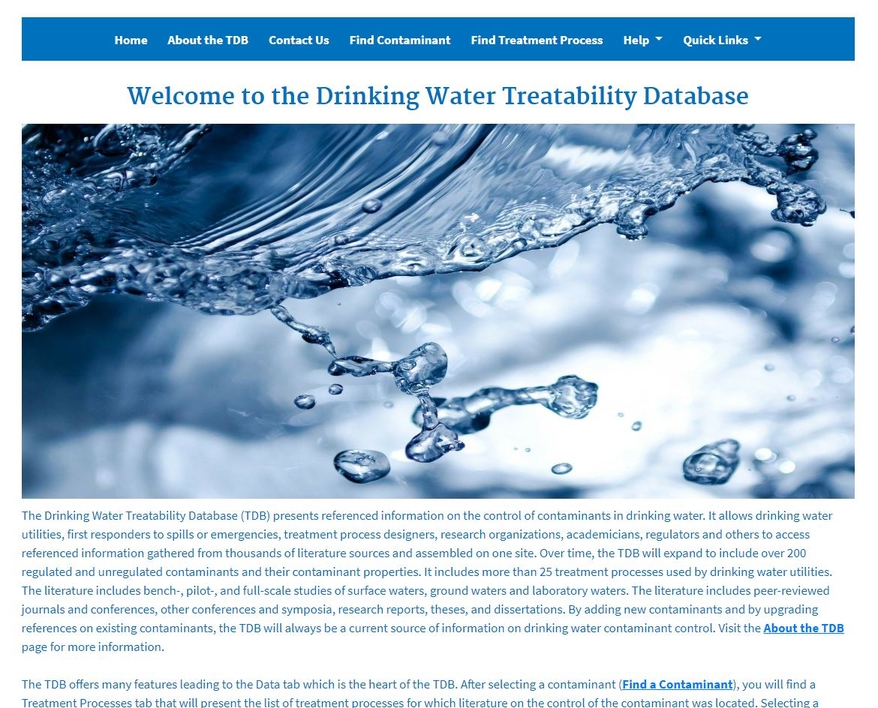 Drinking Water Treatability Database Home